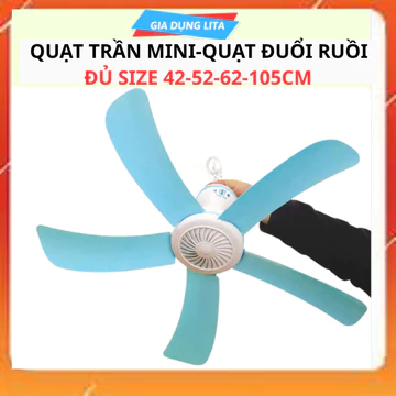Quạt trần mini 5 cánh, Quạt trần treo phòng ngủ nhỏ quạt đuổi ruồi muỗi côn trùng quạt em bé