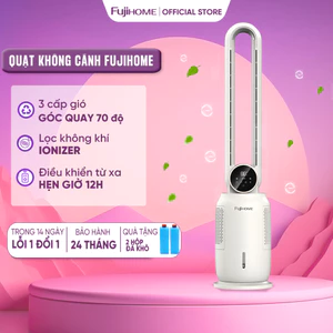 Quạt không cánh tích hợp lọc không khí Ion Fujihome Nhập Khẩu, Quạt mát hơi nước điều khiển từ xa 3 chế độ gió