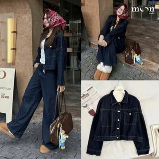 Áo Khoác Jeans Croptop Nữ Dáng Lửng Bò Xanh Chỉ Nổi ADemin7867