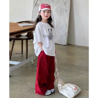 [B&G] Sét bộ phong cách hip hop áo thun kèm quần dài túi hộp đỏ cho bé gái từ 13-45kg(2-12 tuổi)