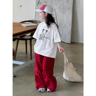 [B&G] Sét bộ phong cách hip hop áo thun kèm quần dài túi hộp đỏ cho bé gái từ 13-45kg(2-12 tuổi)
