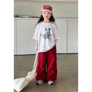 [B&G] Sét bộ phong cách hip hop áo thun kèm quần dài túi hộp đỏ cho bé gái từ 13-45kg(2-12 tuổi)