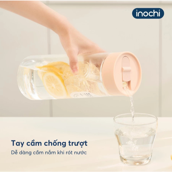 Bình KITA BRISK 1,5L nắp trượt Inochi, tiện dụng, chống rò rỉ, màu sắc pastel siêu xinh
