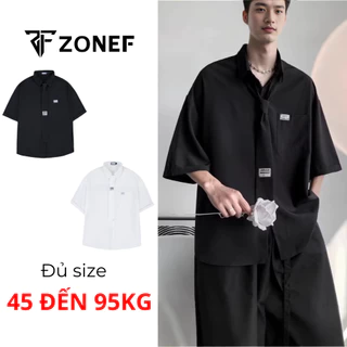 Áo Sơ Mi Nam Ngắn Tay Phối Cà Vạt Oversize , Áo Sơ Mi Nam Caravat Form Rộng, Basic, Phong Cách Hàn Quốc-By ZONEF