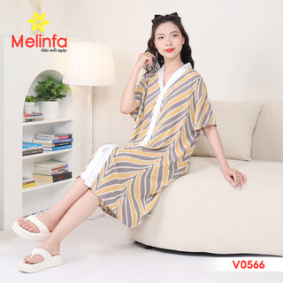[XẢ KHO GIÁ SỐC] Váy đầm ngủ nữ cài khuy  ngắn tay dễ thương dáng suông bigsize mặc nhà mã MEV0566