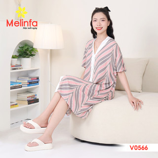 [XẢ KHO GIÁ SỐC] Váy đầm ngủ nữ cài khuy  ngắn tay dễ thương dáng suông bigsize mặc nhà mã MEV0566