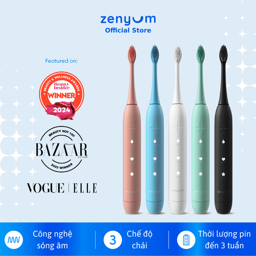 Ảnh Bàn Chải Đánh Răng Điện Zenyum Sonic Màu Trắng Công Nghệ Singapore 1