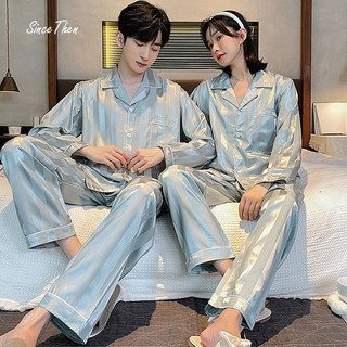 Bộ đồ ngủ đôi dài tay màu xanh bơ, pijama lụa đôi mặc nhà (kèm ảnh cận vải) - Since Then