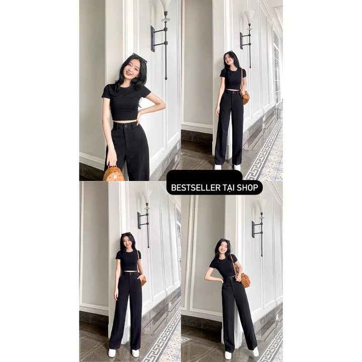 Quần Tây Nữ Ống Suông Lưng Cao Culottes Chất Dày (dài 100cm) - Tôn Dáng, Sang Chảnh, Quần Tây Nữ Ống Suông Vải Cát Nhật – 6