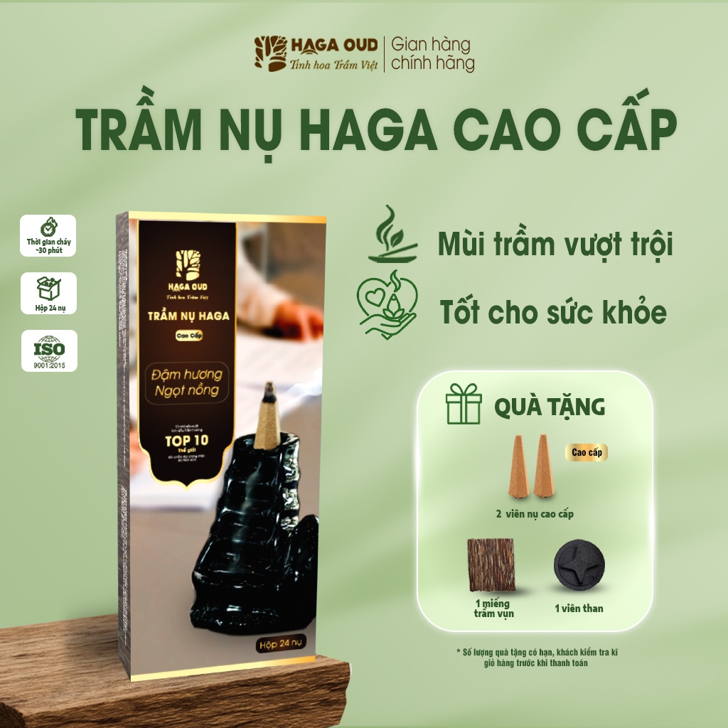 Ảnh NHANG TRẦM NỤ HAGA NGỌT ĐẬM, THÍCH HỢP BIẾU TẶNG, THỜI GIAN CHÁY LÊN ĐẾN 30’- 24 NỤ 1