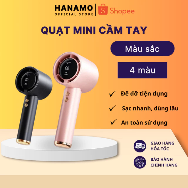 Quạt cầm tay mini sạc điện pin 4000mAh điện lạnh quạt phản lực cầm tay 100 tốc độ gió, Quạt tích điện màn hình LED