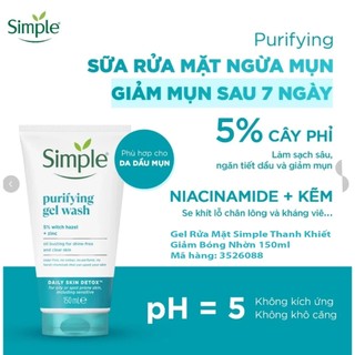 (Hàng Công TY) Sữa Rửa Mặt Simple Refreshing Facial Wash Dịu Nhẹ Cho Da Dầu Mụn, Nhạy Cảm 150ml Duduhouse