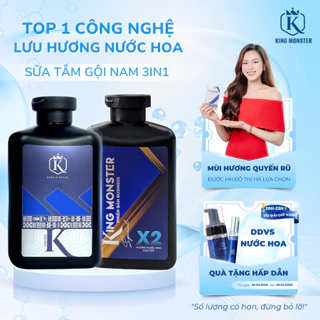 [KING MONSTER] Combo 2 sữa tắm gội nam hương nước hoa, set lịch lãm 3 in 1 tắm - gội - rửa mặt toàn thân