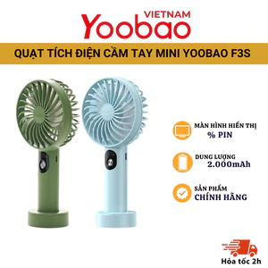 Quạt sạc mini cầm tay YOOBAO F3S 2000mAh có ba chế độ gió - Thiết kế nhỏ gọn tiện dụng, nhiều màu sắc đa dạng