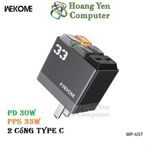 Cốc Sạc Nhanh PD30W Wekome WP-U37 2 Cổng Type C - BH 12 Tháng Chính Hãng - Hoàng Yến Computer