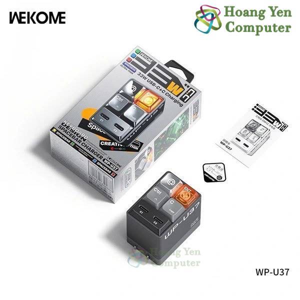 Cốc Sạc Nhanh PD30W Wekome WP-U37 2 Cổng Type C - BH 12 Tháng Chính Hãng - Hoàng Yến Computer
