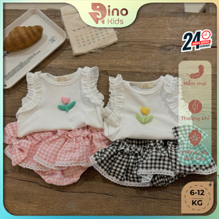 Set Body váy 3 chi tiết bé gái 6-12kg. Bộ đồ đi chơi bé gái kèm bờm đầu dễ thương. Dino Kids