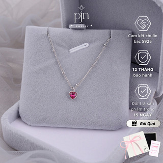 Dây Chuyền Trái Tim Phong Cách Hàn Quốc,Vòng Cổ PJN S925 Mắt Trái Tim Nhỏ Màu Đỏ Phong Cách Đơn Giản  VC07