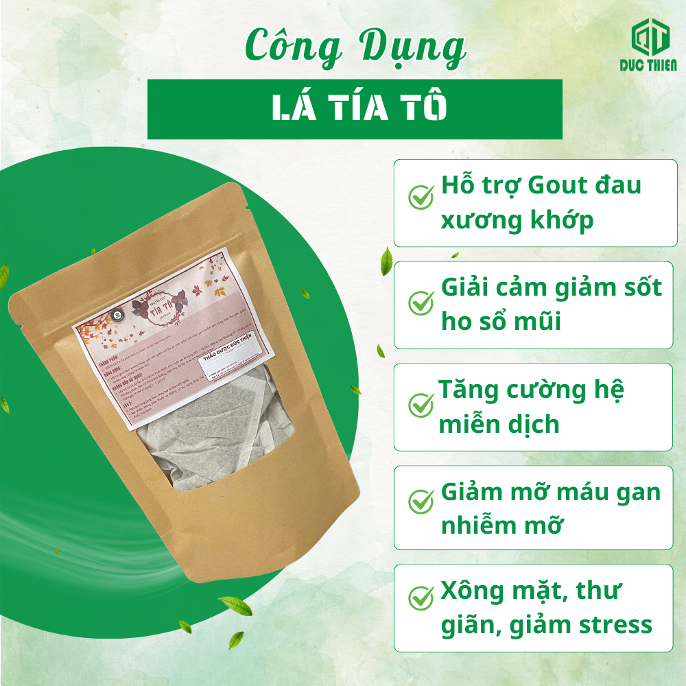 Trà Tía Tô Túi Lọc Đức Thiện (30 Gói) - Hỗ Trợ Gout, Đau Nhức Xương Khớp, Giải Cảm, Căng Thẳng