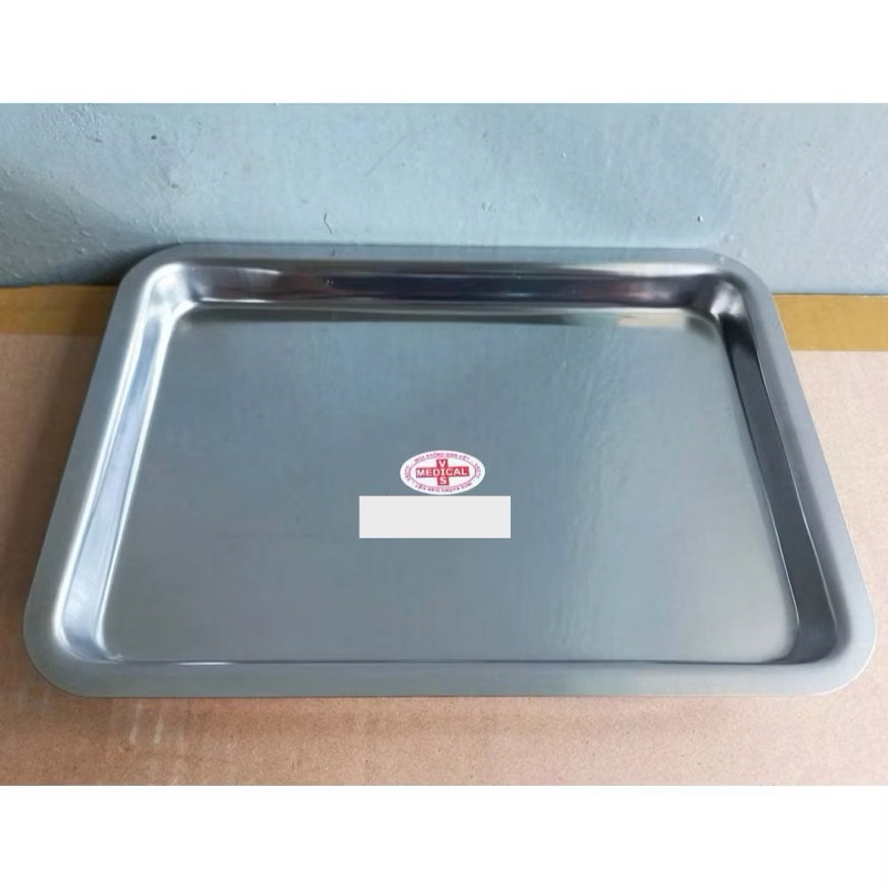 Mâm chữ nhật inox dày, mâm inox y tế  35cm x 50cm