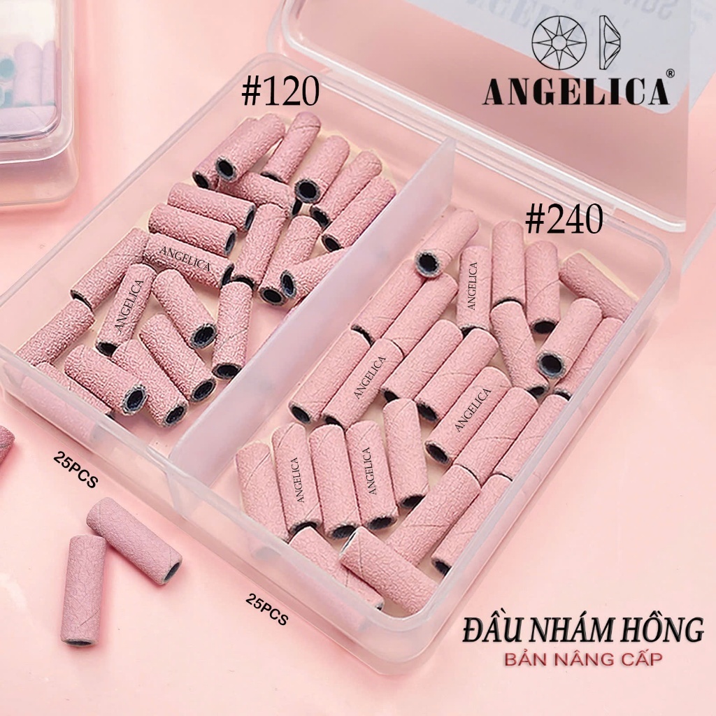 Combo 4 Đầu Mài Chuyên Dụng Kèm 1 Hộp Nhám Hồng ANGELICA