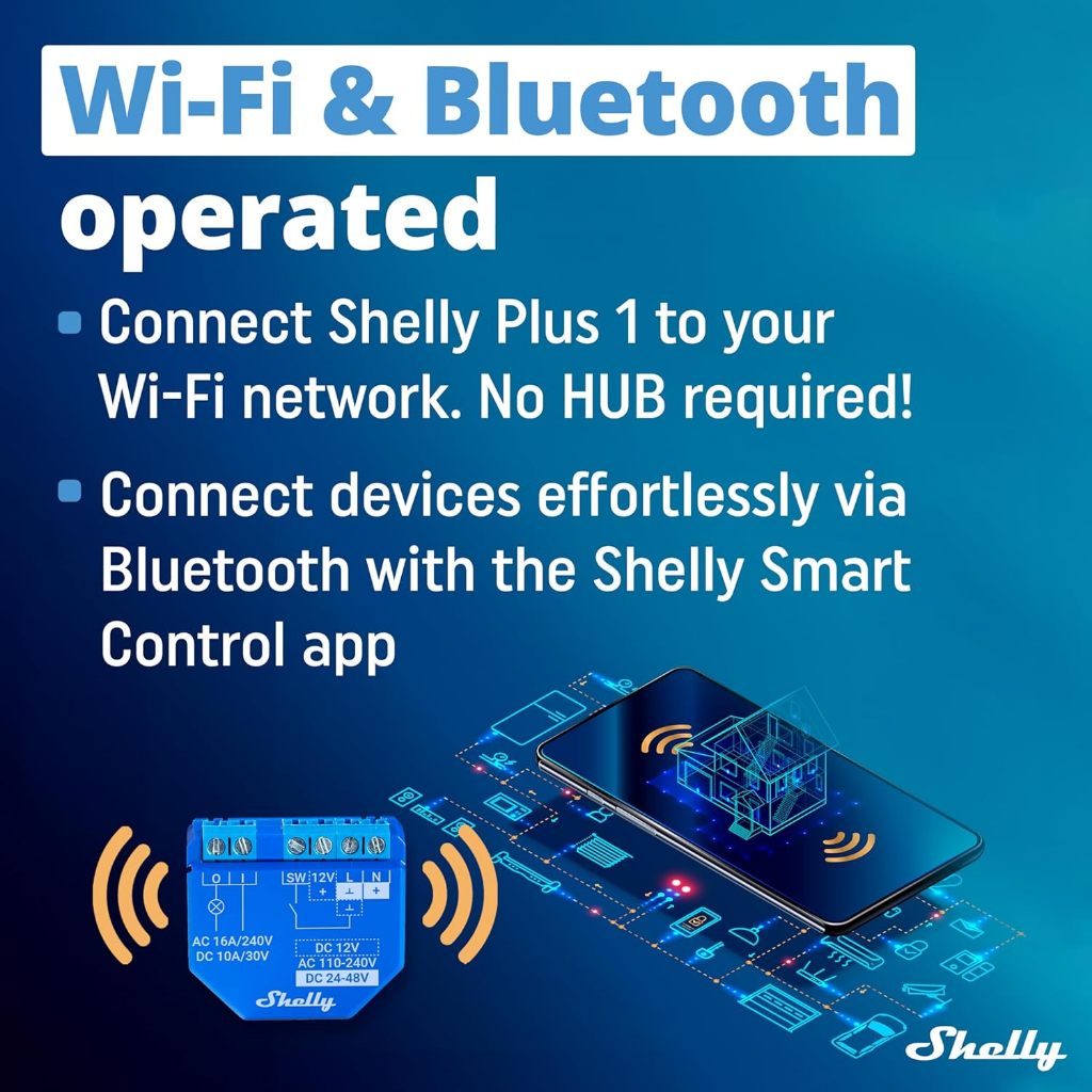 Shelly Plus 1 | Wlan & Bluetooth Smart Relais Schalter - 16A | Trockenkontakt | Lichtschalter | Hausautomation