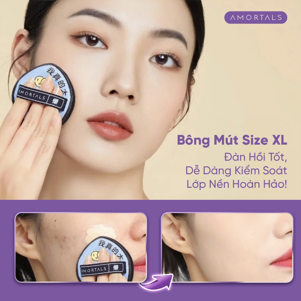 Bông Mút Trang Điểm Đen Cao Cấp Amortals, Hạn Chế Hút Nền, Mút To Và Dày, Độ Đàn Hồi Cao Giúp Lớp Nền Mịn Mướt