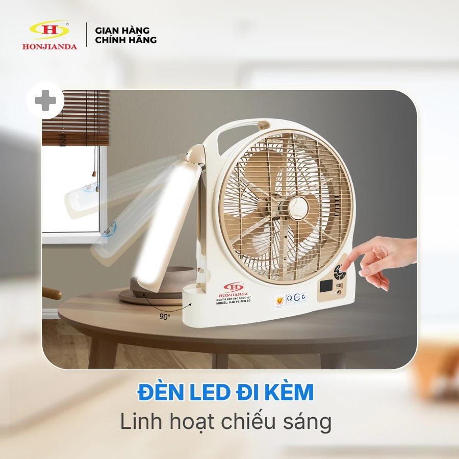 Đèn LED đi kèm trên quạt sạc tích điện Honjianda FL323 FL313