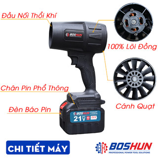 [CHÍNH HÃNG] Máy Thổi Phản Lực BOSHUN Siêu Khỏe, Chuyên Thổi Lá, Bụi, Rác,..., Động Cơ 100% Lõi Đồng, Chân Pin Phổ Thông