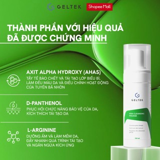 Sữa Rửa Mặt Dạng Bọt AHA Geltek 150ml - Sạch Sâu, Mờ Mụn, Kiềm Dầu, Da Mịn Màng