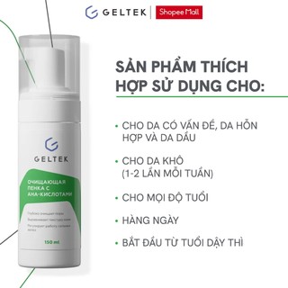 Sữa Rửa Mặt Dạng Bọt AHA Geltek 150ml - Sạch Sâu, Mờ Mụn, Kiềm Dầu, Da Mịn Màng
