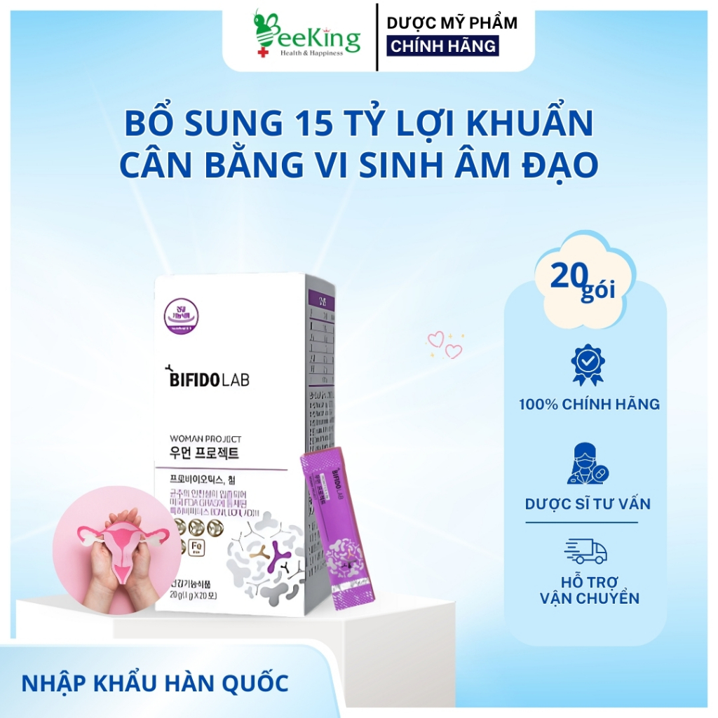 BIFIDOLAB Women Project – Lợi Khuẩn Hỗ Trợ Cân Bằng Phụ Khoa - Hộp 20 gói - Hàn Quốc