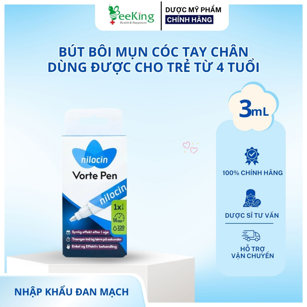 Bút Chấm Mụn Cóc Nilocin Vorte Pen 3ml – Loại Bỏ Mụn Cóc, Mụn Cơm Hiệu Quả, An Toàn