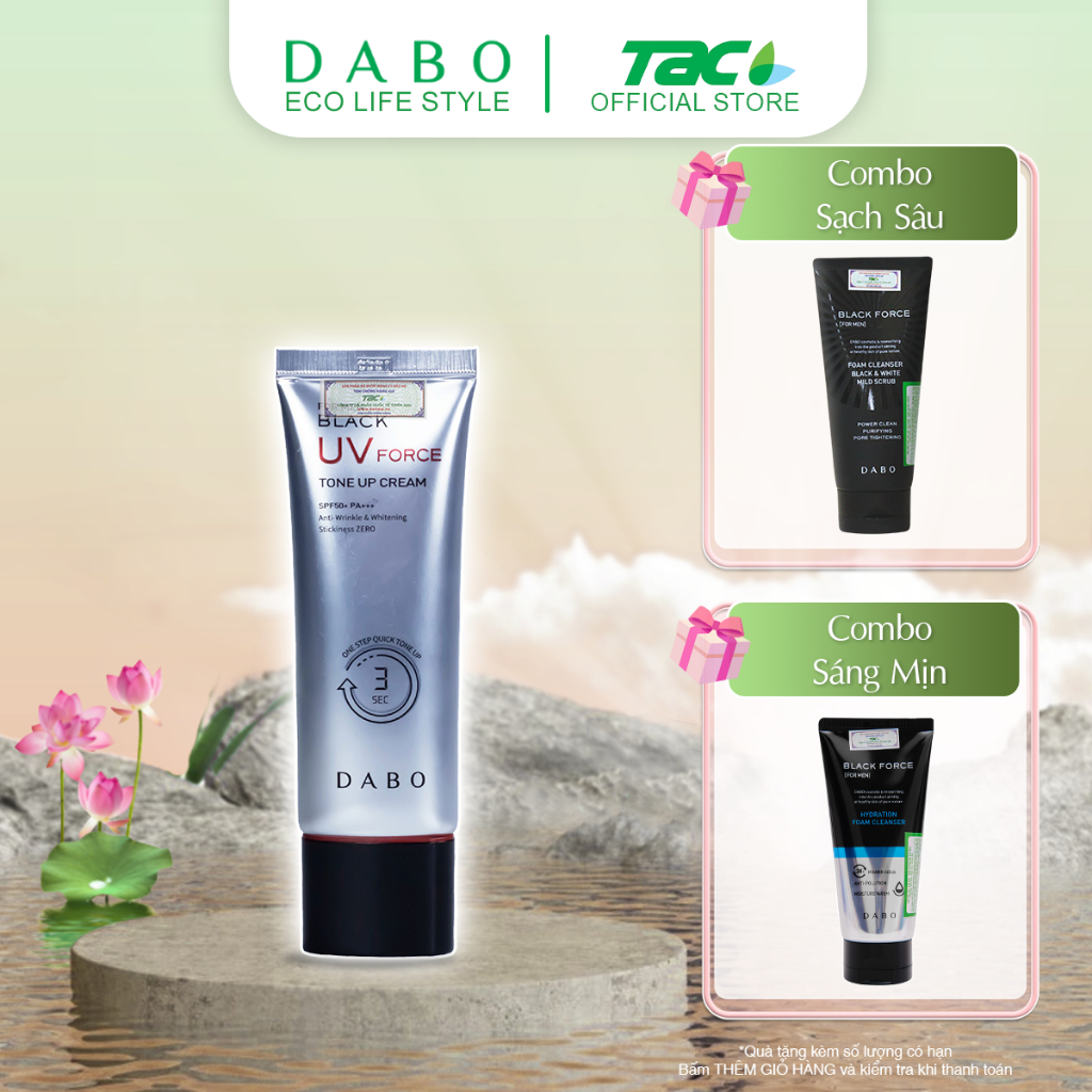 Ảnh Kem Dưỡng Da Chống Nắng Dành Cho Nam DABO FOR MEN BLACK UV FORCE TONE UP CREAM TAC 50ml 1