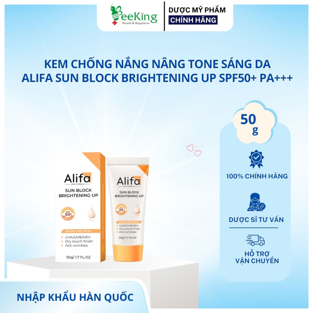 ALIFA SUNBLOCK BRIGHTENING UP- Kem chống nắng phổ rộng, nâng tone da - Tube 50g