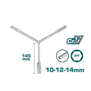 ĐỒ NGHỀ TOTAL Thanh vặn tay cầm chữ Y 08-10-12MM và 10-12-14MM  <HÀNG CHÍNH HÃNG>