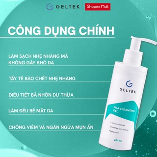 Gel Rửa Mặt PHA Geltek 200ml - Chiết Xuất Rau Má, Cải Thiện Mụn, Kiềm Dầu, Tái Tạo Da