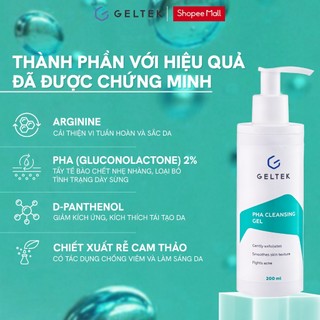 Gel Rửa Mặt PHA Geltek 200ml - Chiết Xuất Rau Má, Cải Thiện Mụn, Kiềm Dầu, Tái Tạo Da
