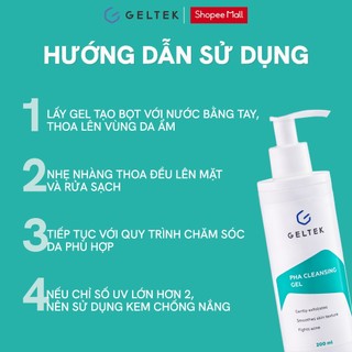 Gel Rửa Mặt PHA Geltek 200ml - Chiết Xuất Rau Má, Cải Thiện Mụn, Kiềm Dầu, Tái Tạo Da