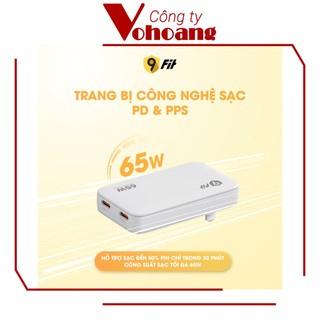 Củ Sạc Nhanh 9FIT Slim PD 65W 2 Cổng USB-C GaN Siêu Mỏng Tương Thích Điện Thoại Laptop