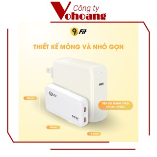 Củ Sạc Nhanh 9FIT Slim PD 65W 2 Cổng USB-C GaN Siêu Mỏng Tương Thích Điện Thoại Laptop