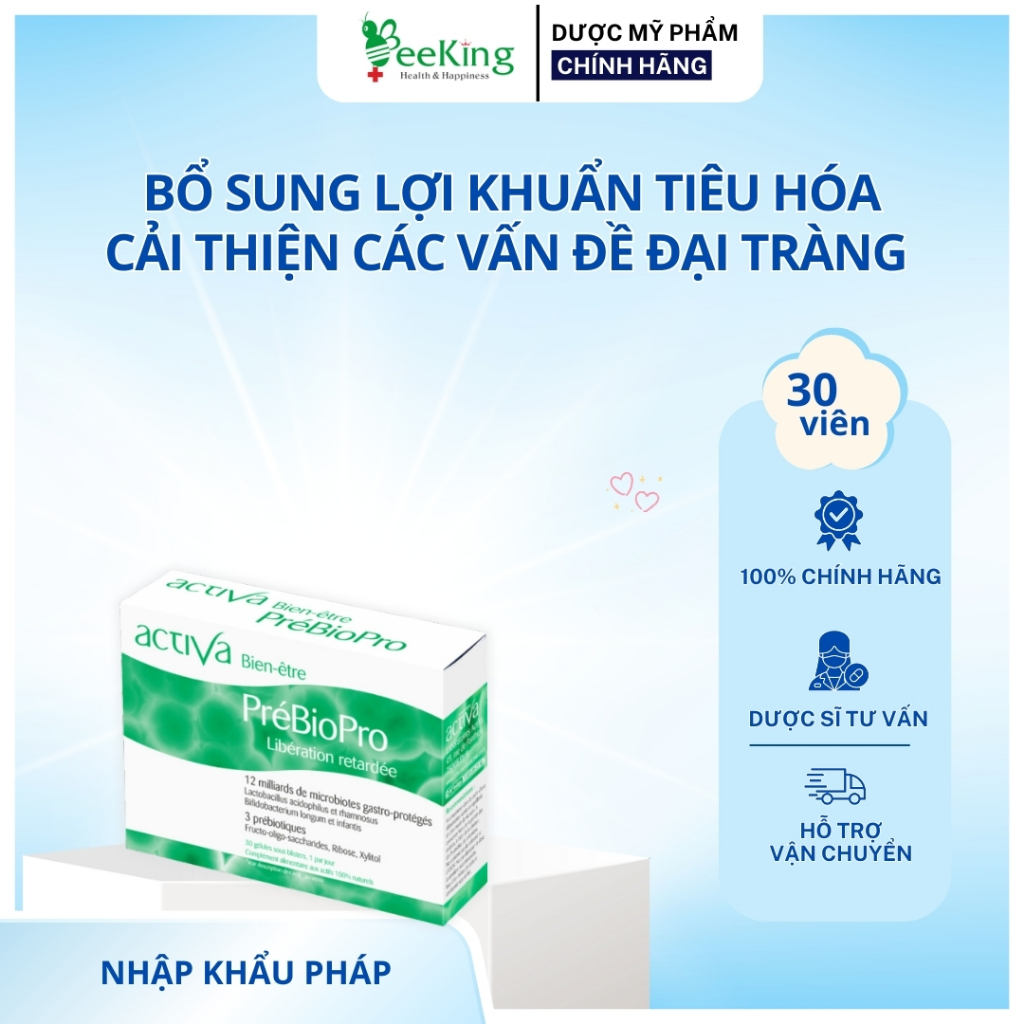 ACTIVA PRÉBIOPRO - Men vi sinh đường ruột 12 tỉ lợi khuẩn - Hộp 30 viên