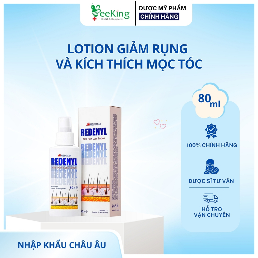 Lotion chống rụng tóc và kích thích mọc tóc Redenyl 80ml- Xuất xứ Châu Âu(Hy Lạp)