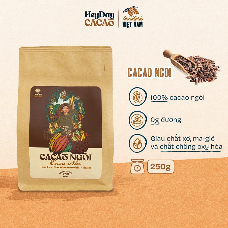 Ảnh Túi 80g/250g Cacao ngòi được rang tự nhiên HEYDAY CACAO 1