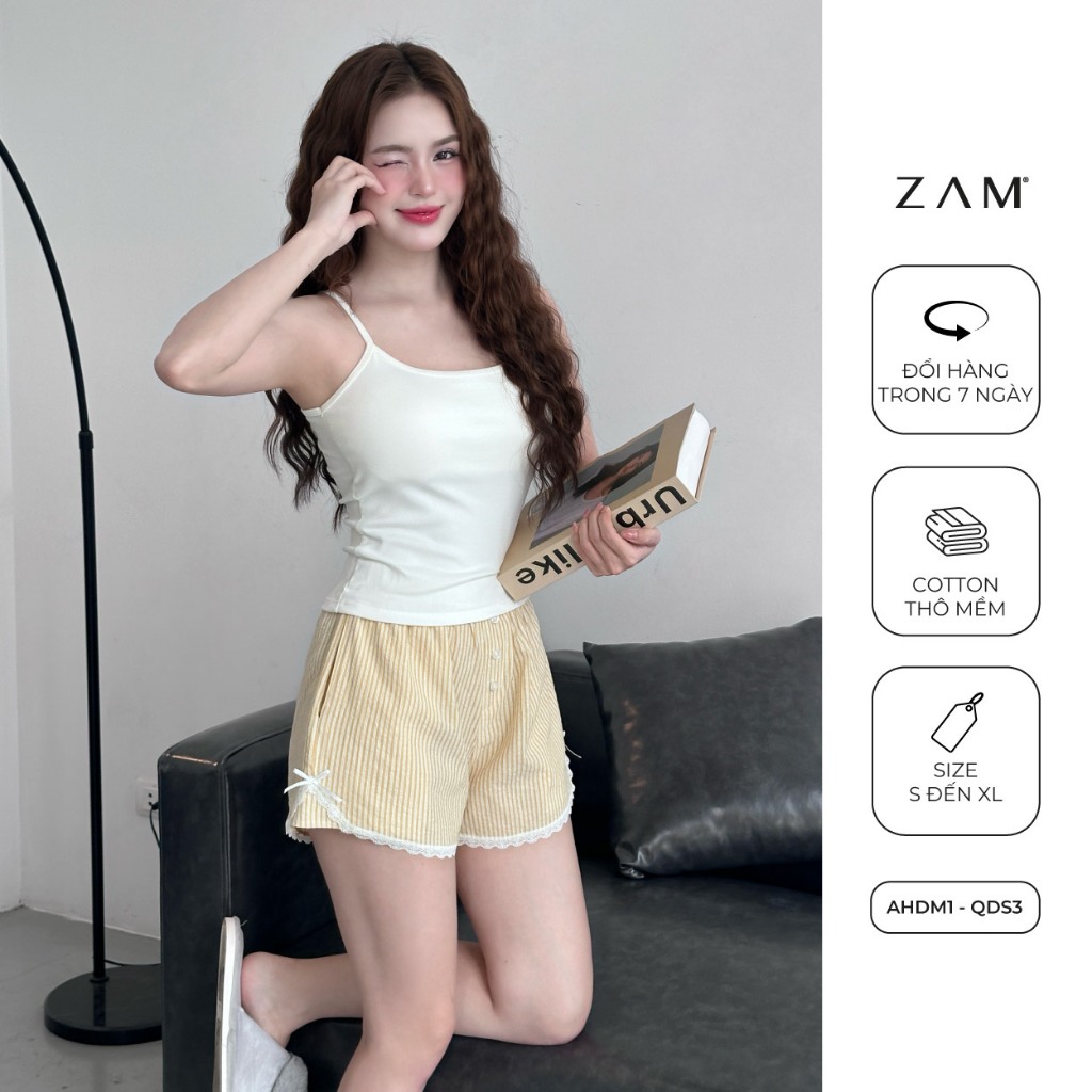 Ảnh SHE BY ZAM - ÁO HAI DÂY PHỐI REN & QUẦN ĐÙI KẺ SỌC 2