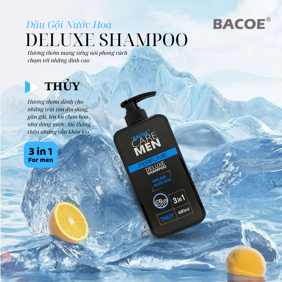 DẦU GỘI NƯỚC HOA NAM độc đáo phong cách mùi hương 5 mệnh KIM MỘC THỦY HỎA THỔ