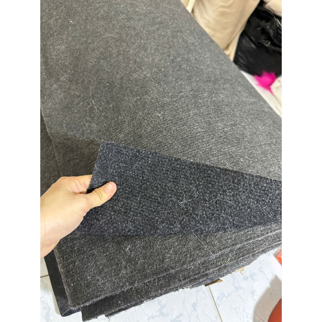 THẢM NỈ MỎNG SỰ KIỆN - THẢM NỈ LÓT SÀN VÀ CHỤP HÌNH - THẢM NỈ XÁM ĐEN TRẢI NỀN NHÀ  1M6 X 2M