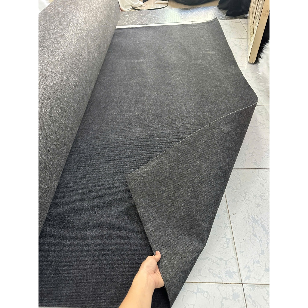 THẢM NỈ MỎNG SỰ KIỆN - THẢM NỈ LÓT SÀN VÀ CHỤP HÌNH - THẢM NỈ XÁM ĐEN TRẢI NỀN NHÀ  1M6 X 2M