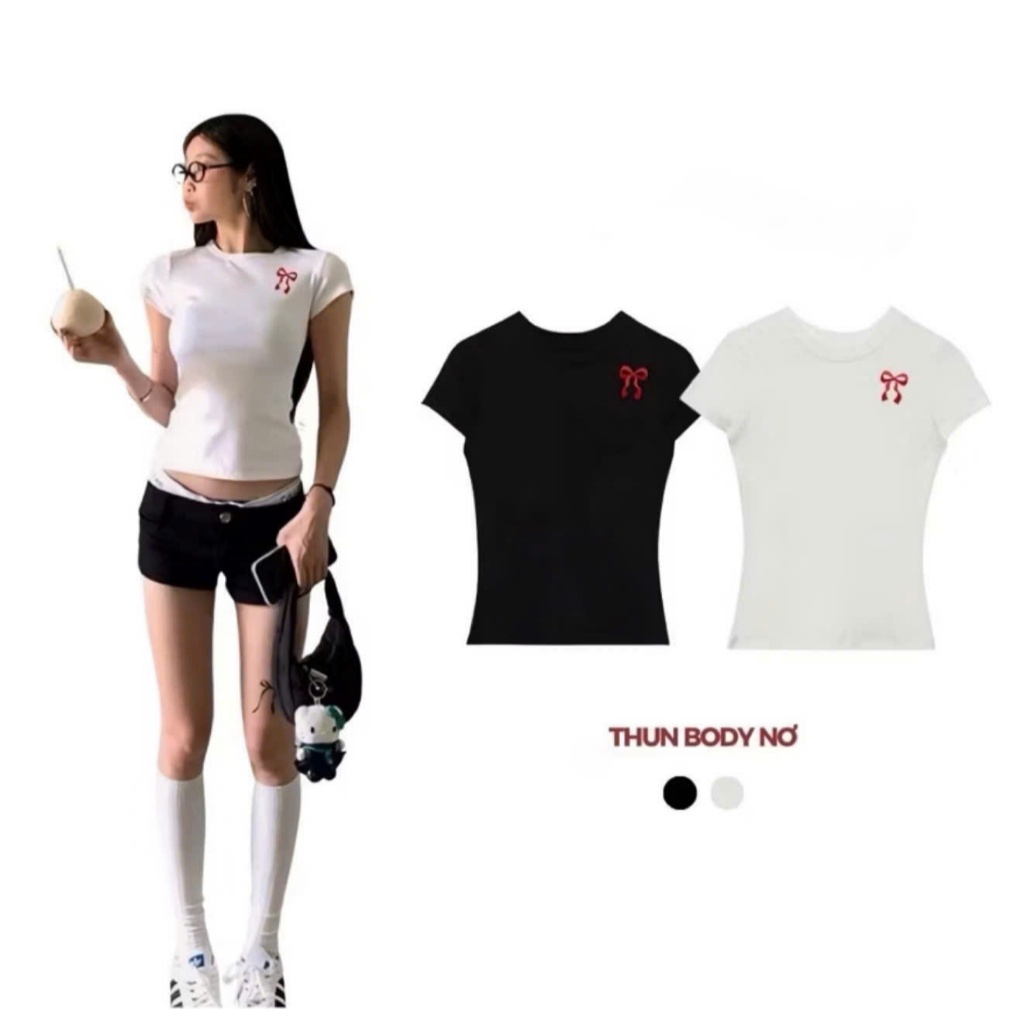 Áo phông nơ form ôm body thun cotton LALA  A55
