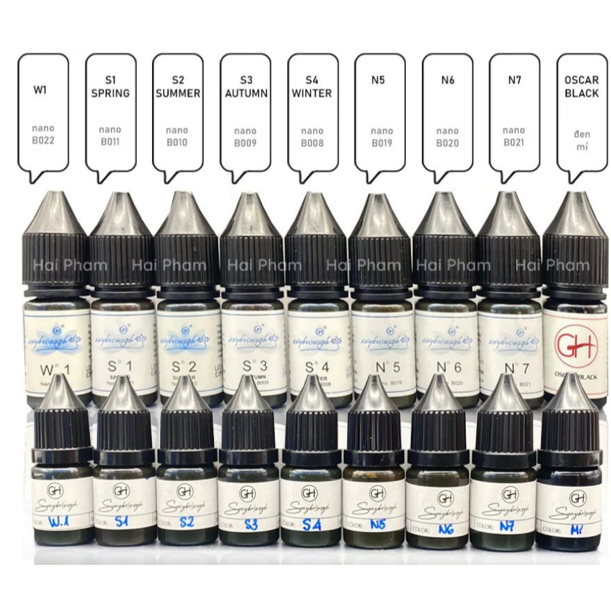 Mực GH Chính Hãng – Chai Mini, Fullsize & 5ml, Chuyên Dùng Đi Sợi Mày, Hairstroke, Phun Xăm Thẩm Mỹ